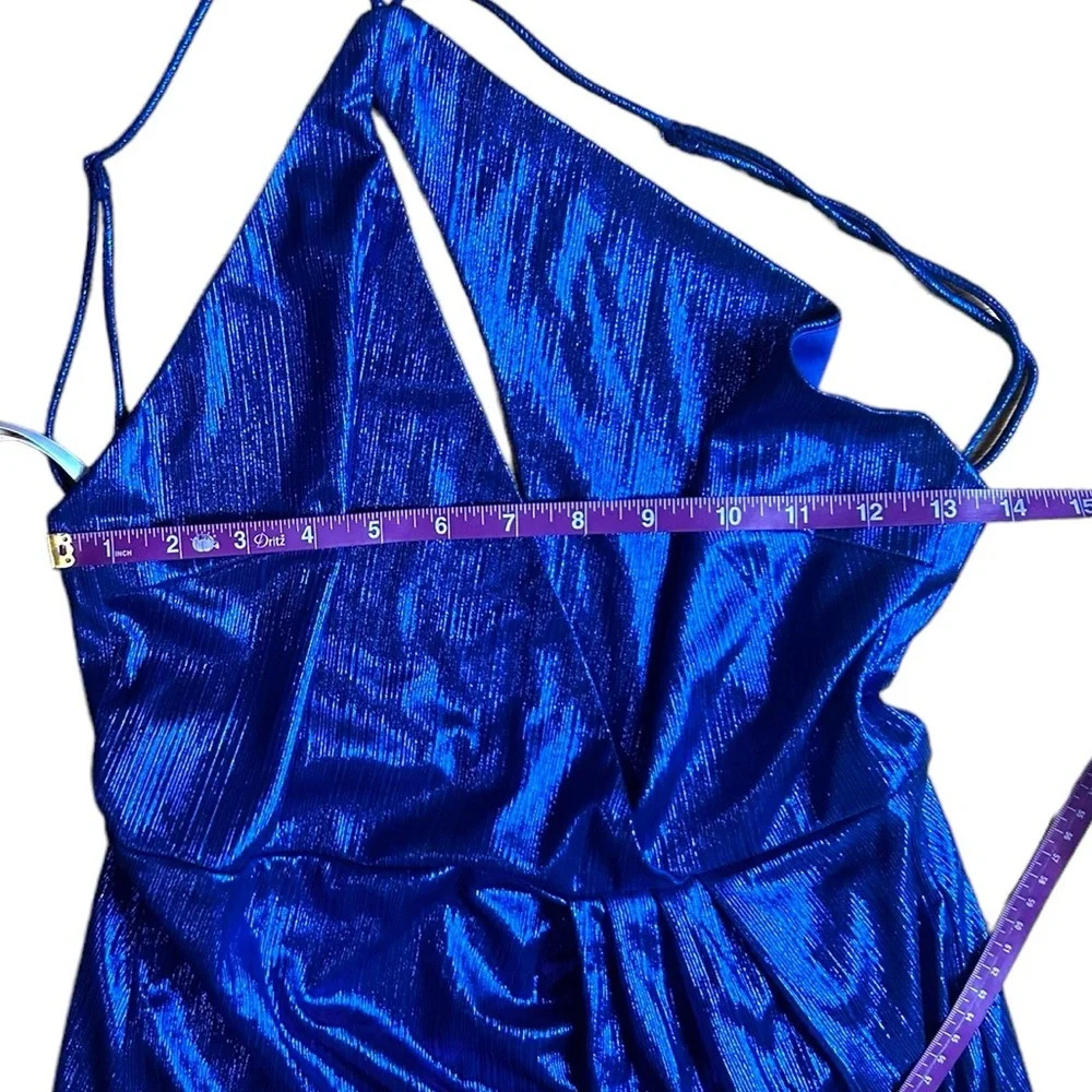 Superdown Claudette Cutout Blue Metallic Mini Dress Size Medium NWOT - Picture 9 of 14